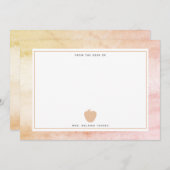 Carte De Correspondance Boho Aquarelle rose Pomme enseignant (Devant / Derrière)