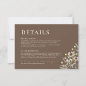 Carte De Correspondance Boho Beige Botanique Détails du Mariage (Devant)