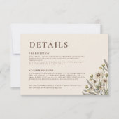 Carte De Correspondance Boho Beige Botanique Détails du Mariage (Devant)
