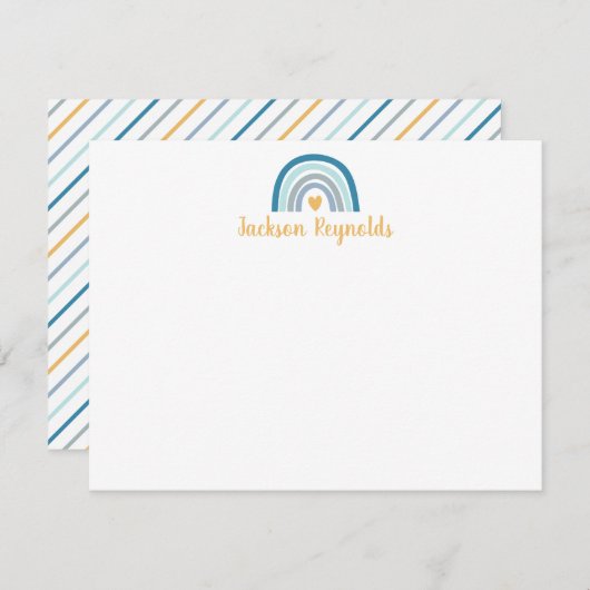Carte De Correspondance Boho Blue Rainbow (Devant / Derrière)