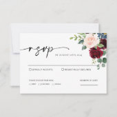 Carte De Correspondance Boho Burgundy Blush Wedding RSVP Card (Devant)