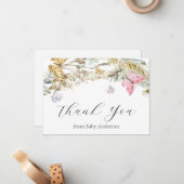 Carte De Correspondance Boho Butterfly Douche Merci Note Card (Devant/Arrière en situation)