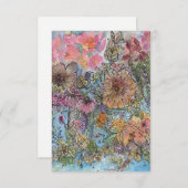 Carte De Correspondance Boho Chic Flower Garden aquarelle peinture (Devant / Derrière)