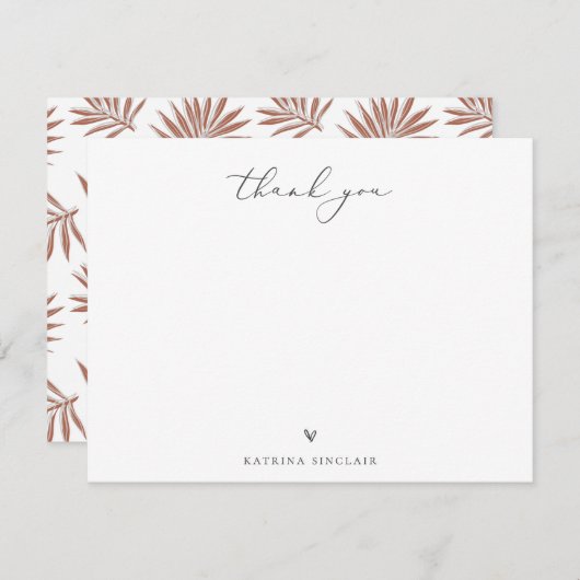 Carte De Correspondance Boho Chic Palm Merci feuille (Devant / Derrière)