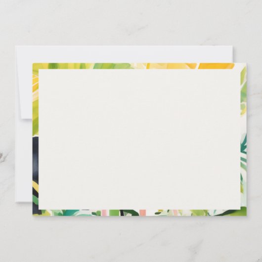 Carte De Correspondance Boho Chic Vert Feuillage Tropical Botanique (Dos)