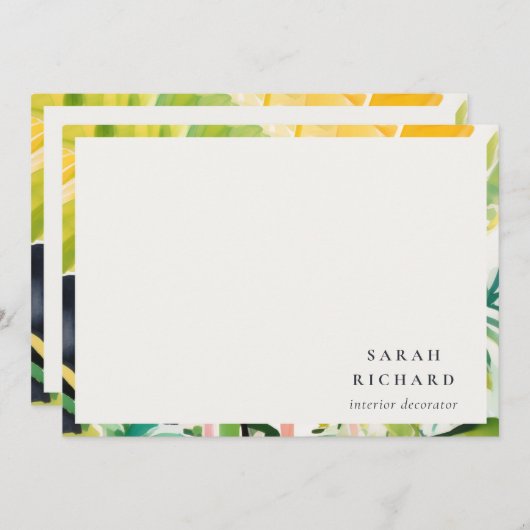 Carte De Correspondance Boho Chic Vert Feuillage Tropical Botanique (Devant / Derrière)