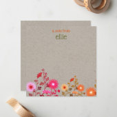 Carte De Correspondance Boho Country Floral Kraft (Devant/Arrière en situation)