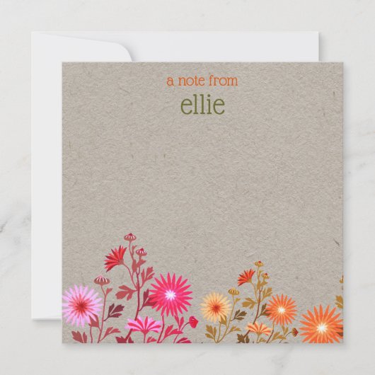 Carte De Correspondance Boho Country Floral Kraft (Devant)