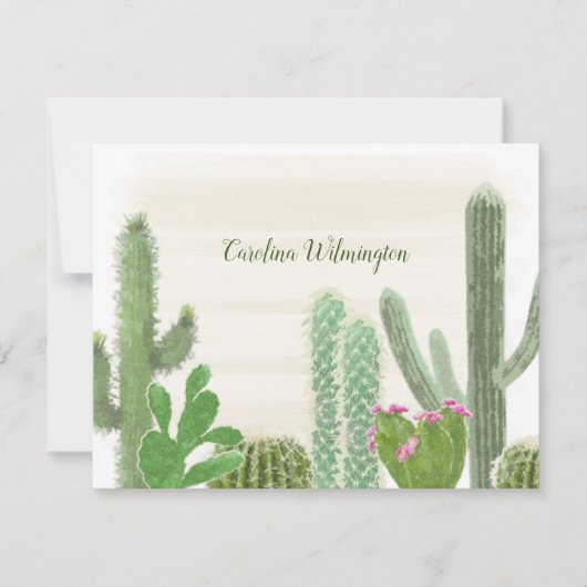 Carte De Correspondance Boho Désert Cactus Aquarelle Florale Cactus (Devant)