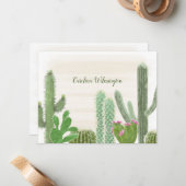 Carte De Correspondance Boho Désert Cactus Aquarelle Florale Cactus (Devant/Arrière en situation)