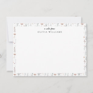 Carte De Correspondance Boho minimaliste Fleur sauvage botanique Nom flora
