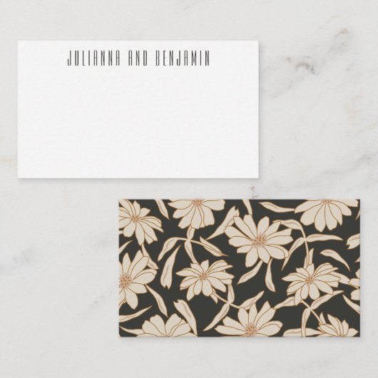 Carte De Correspondance Boho Moderne Botanique Noir Custom Cadeau (Devant / Derrière)