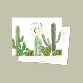 Carte De Correspondance Boho Monogramme Désert Cactus Aquarelle Florale