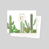 Carte De Correspondance Boho Monogramme Désert Cactus Aquarelle Florale