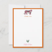 Carte De Correspondance Boho Orange Rose Jungle Tigre Script (Devant)