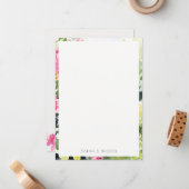 Carte De Correspondance Boho Pink Green Bougainvillea Mariage (Devant/Arrière en situation)