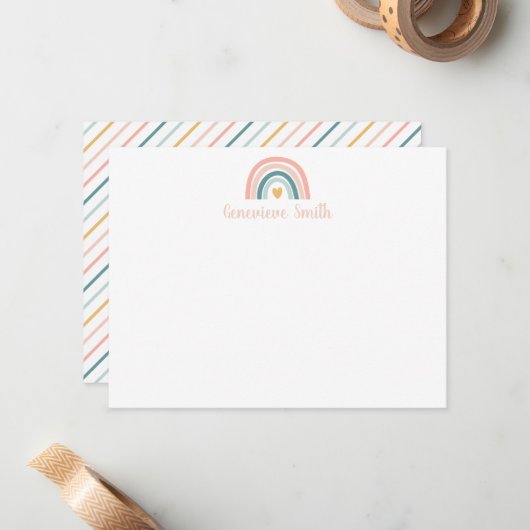 Carte De Correspondance Boho Rainbow Stationery (Devant/Arrière en situation)