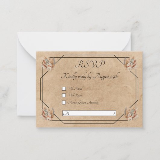 Carte De Correspondance Boho Rustic Floral Wedding RSVP (Devant)