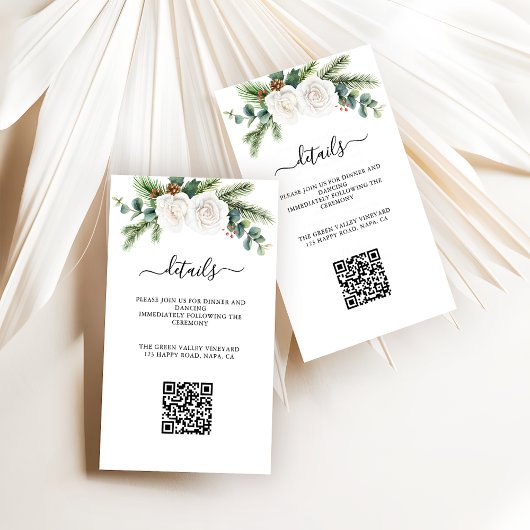 Carte De Correspondance Boho Script Greenery Mariage Réception QR Code