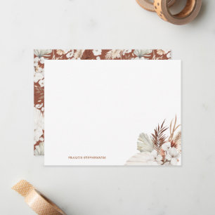 Carte De Correspondance Boho Terracotta Floral Nom complet ou Nom de coupl