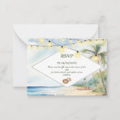 Carte De Correspondance Boho Tropical Beach QR Code RSVP Mariage (Devant)