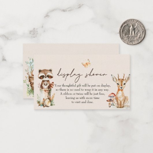 Carte De Correspondance Bois Animaux Boho Baby Display Douche (Devant/Arrière en situation)