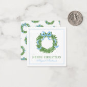 Carte De Correspondance Bois de Noël bleu (Devant/Arrière en situation)