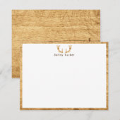 Carte De Correspondance Bois Rustique de Ramure de Cerf Chasse Personnalis (Devant / Derrière)