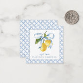Carte De Correspondance Boîtier Cadeau Aquarelle bleu Bow Lemons (Devant/Arrière en situation)