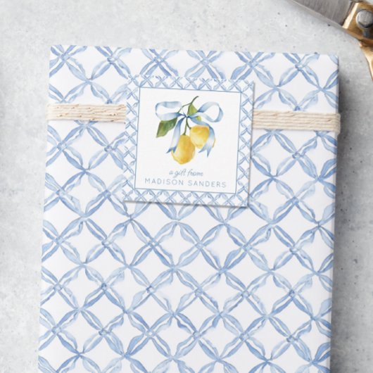 Carte De Correspondance Boîtier Cadeau Aquarelle bleu Bow Lemons