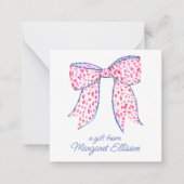 Carte De Correspondance Boîtier Cadeau Aquarelle Pink Poka Dot Bow (Devant)