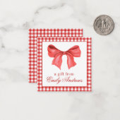 Carte De Correspondance Boîtier cadeau Aquarelle Rouge Bow (Devant/Arrière en situation)