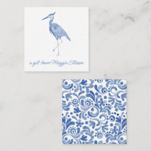 Carte De Correspondance Boîtier cadeau Chinoiserie Aquarelle bleu Heron