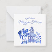 Carte De Correspondance Boîtier cadeau Chinoiserie Aquarelle Bleu Pagode (Devant)