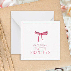 Carte De Correspondance Boîtier cadeau d'arc rose aquarelle personnalisé