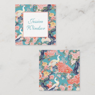 Carte De Correspondance Boîtier cadeau de Chinoiserie Turquoise Floral Egr