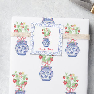 Carte De Correspondance Boîtier cadeau de la Chinoiserie Vase Red Strawber