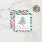 Carte De Correspondance Boîtier cadeau de Noël Pink & Green Preppy (Devant/Arrière en situation)