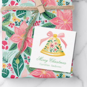 Carte De Correspondance Boîtier cadeau Preppy Pink & Green Christmas Bell