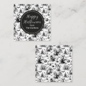 Carte De Correspondance Boîtier Monogramme Toile d'Halloween noir et blanc (Devant / Derrière)