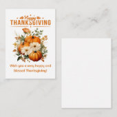 Carte De Correspondance bon thanksgiving fleurie citrouille (Devant / Derrière)