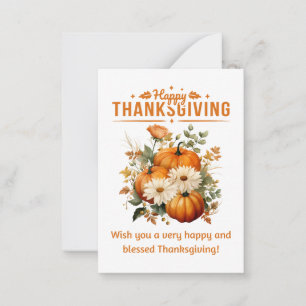 Carte De Correspondance bon thanksgiving fleurie citrouille