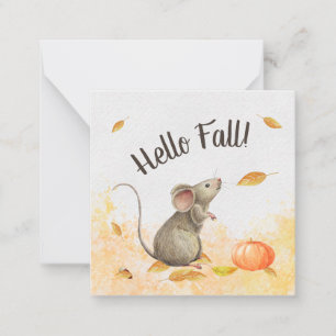 Carte De Correspondance Bonjour Automne mignon Souris Souris Pop By