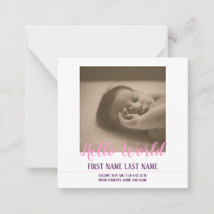 Carte De Correspondance Bonjour le Monde - annonce de naissance avec photo
