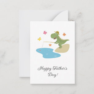 Carte De Correspondance Bonne Fête des pères Cute Cartoon Dinosaur Pêche