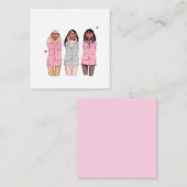 Carte De Correspondance Bonne illustration d'anniversaire filles roses (Devant / Derrière)