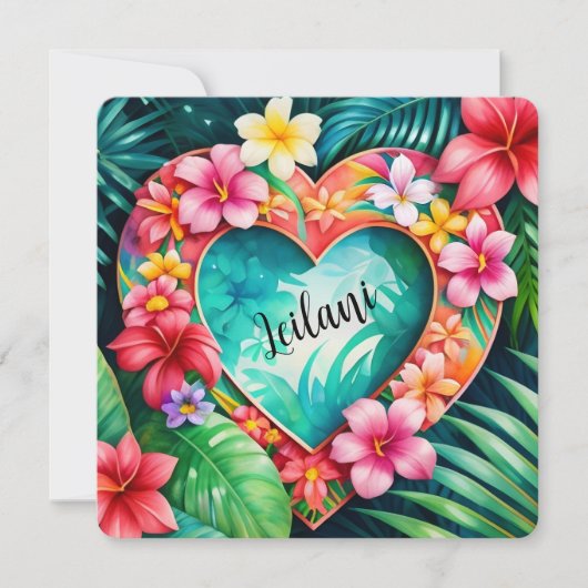 Carte De Correspondance Bonne Saint Valentin Hawaiian Lei Nom (Devant)