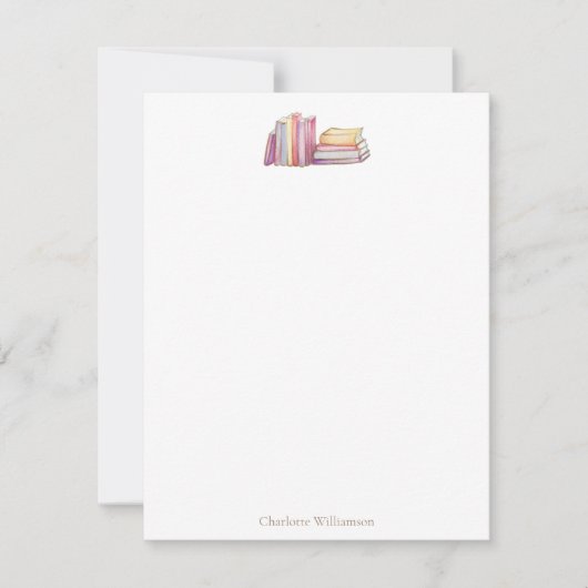 Carte De Correspondance Book Lovers Bookish Theme Personalized Stationery (Devant)