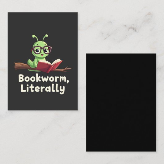 Carte De Correspondance Bookworm Littéralement Littéralement Literary Drôl (Devant / Derrière)