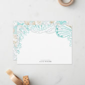 Carte De Correspondance bord de mer turquoise Stationery Note Card (Devant/Arrière en situation)